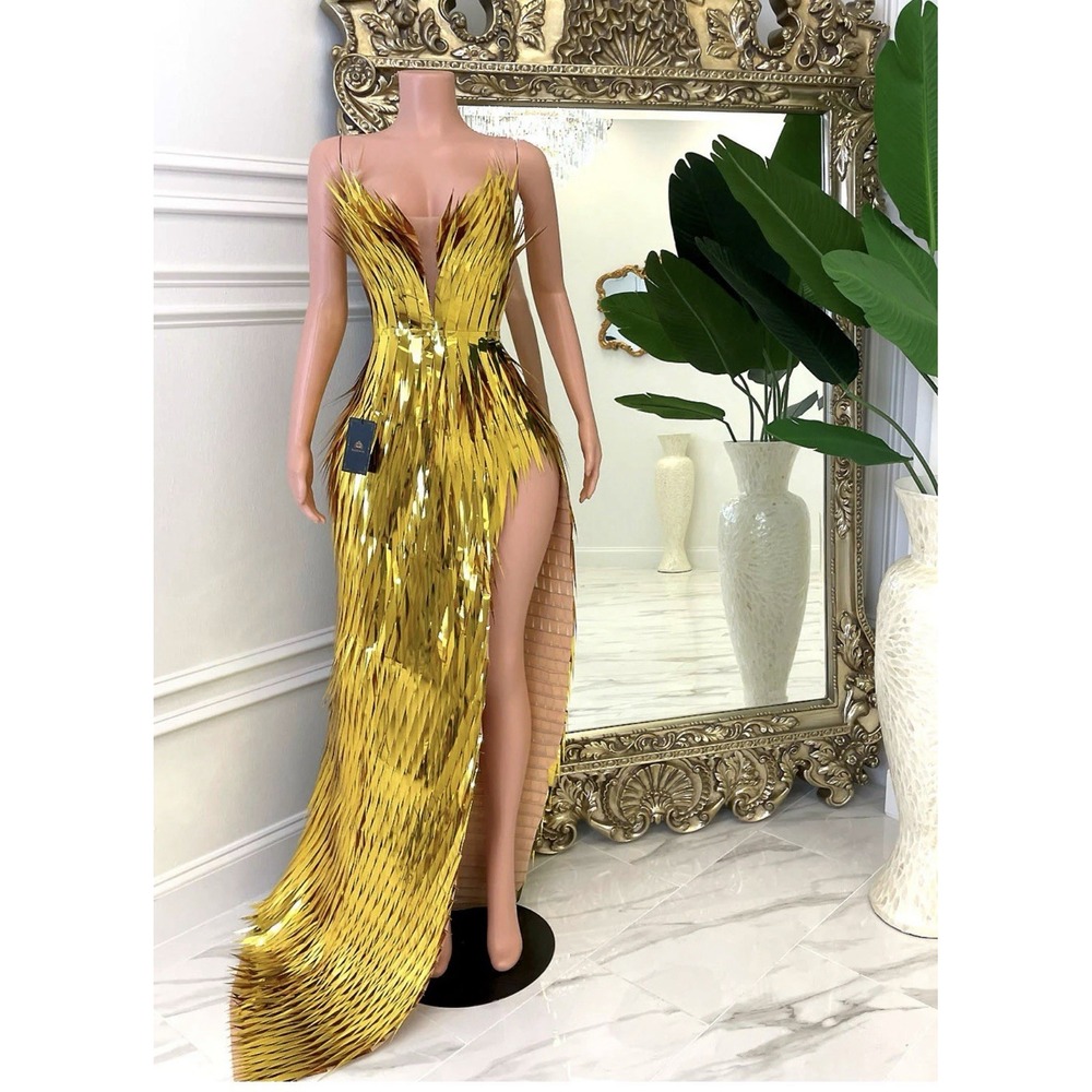 LOOK 1097 3D TASSEL SEQUIN GOWN MEW MEWS ( SEE PICTURE ?